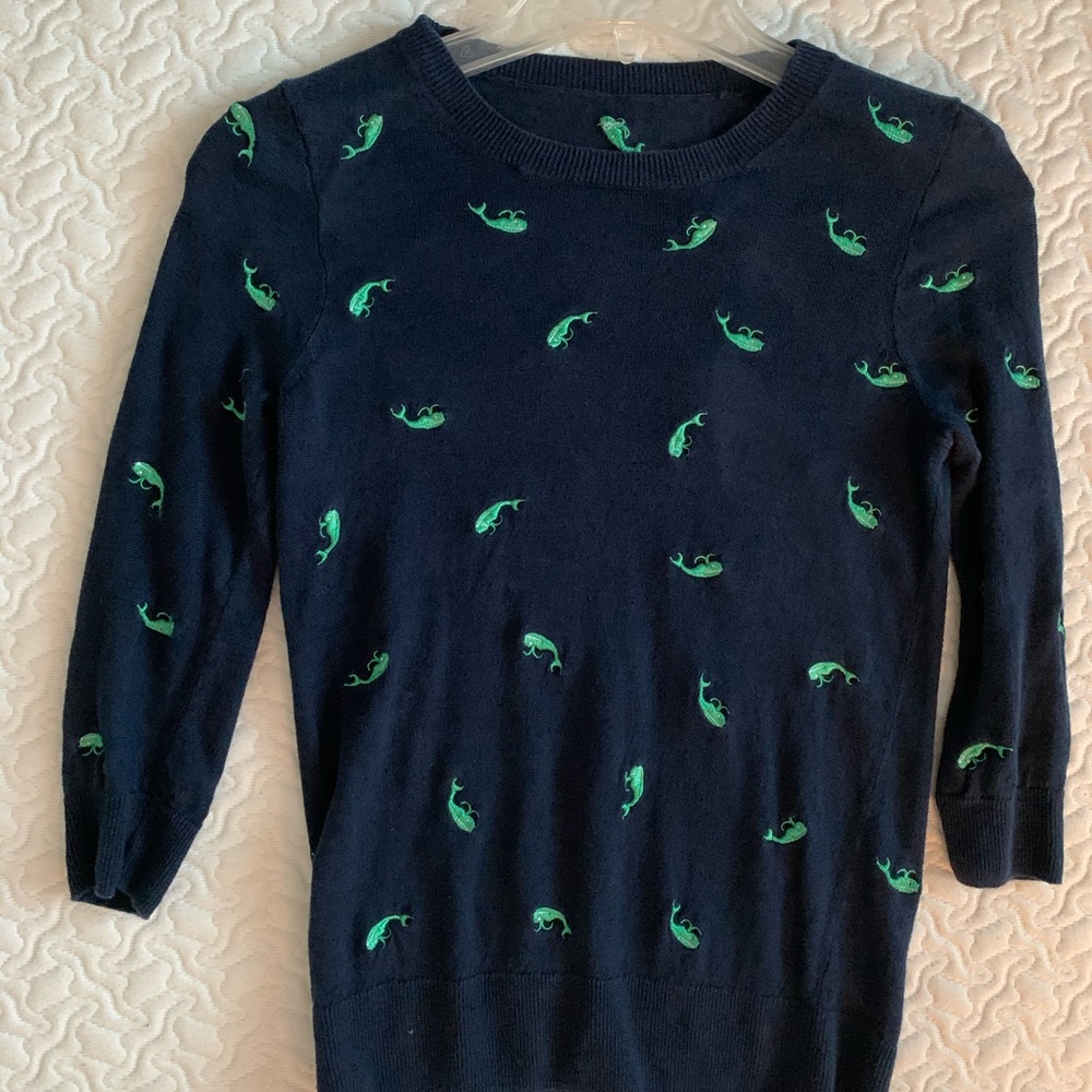 Cute knitwear with Blue Whales embroidery